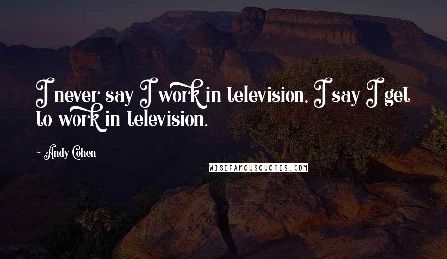 Andy Cohen Quotes: I never say I work in television, I say I get to work in television.
