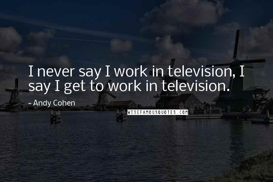 Andy Cohen Quotes: I never say I work in television, I say I get to work in television.
