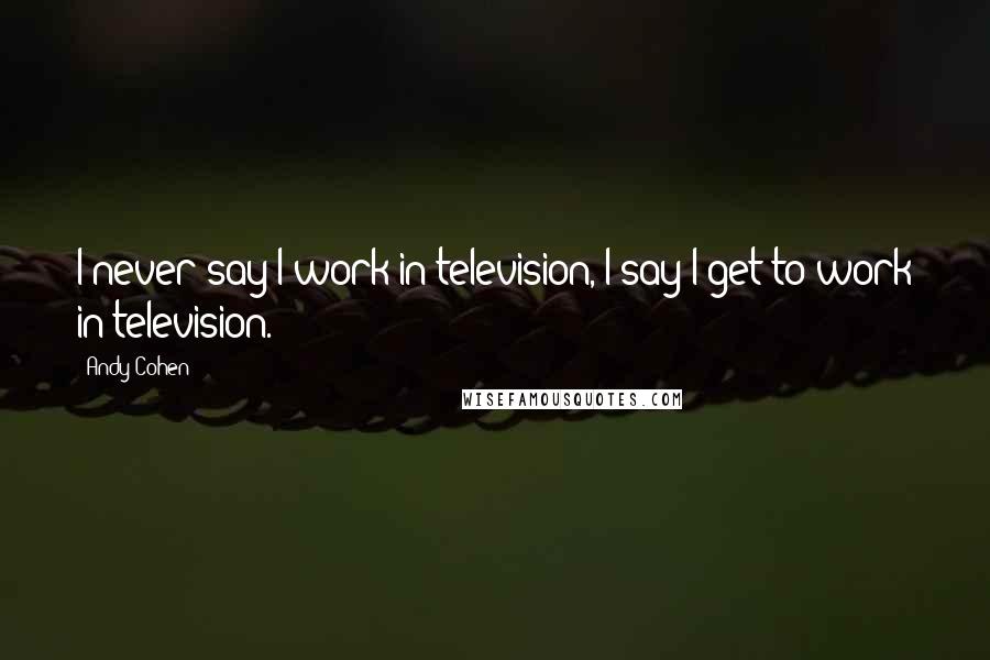 Andy Cohen Quotes: I never say I work in television, I say I get to work in television.