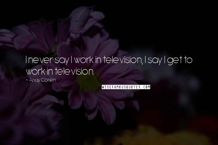 Andy Cohen Quotes: I never say I work in television, I say I get to work in television.