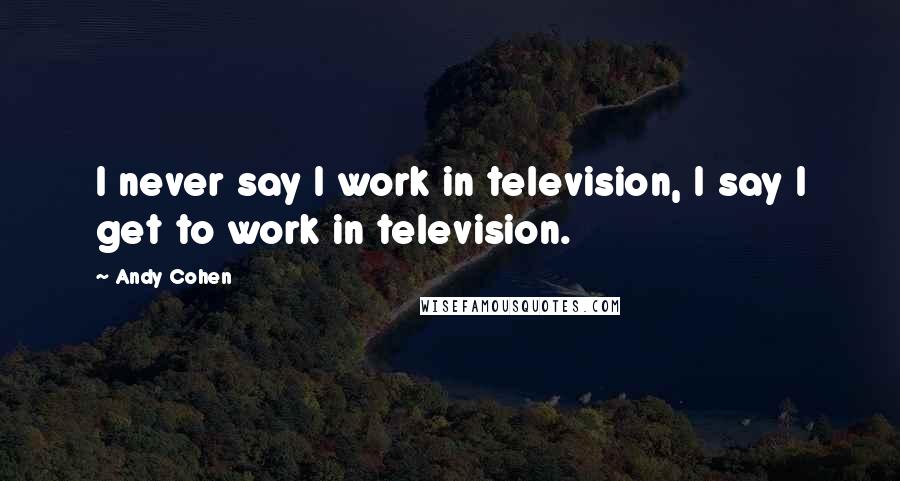 Andy Cohen Quotes: I never say I work in television, I say I get to work in television.