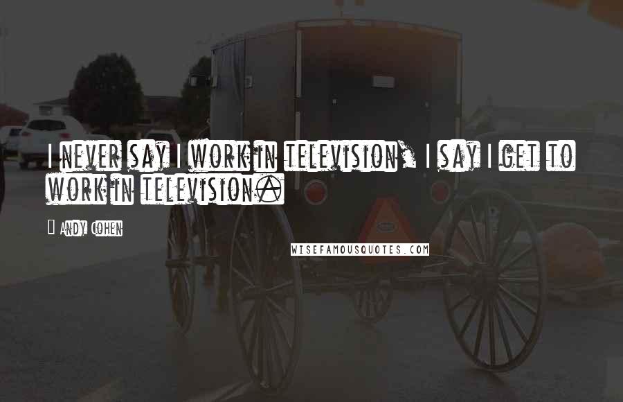 Andy Cohen Quotes: I never say I work in television, I say I get to work in television.