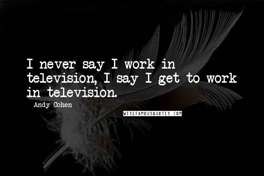 Andy Cohen Quotes: I never say I work in television, I say I get to work in television.