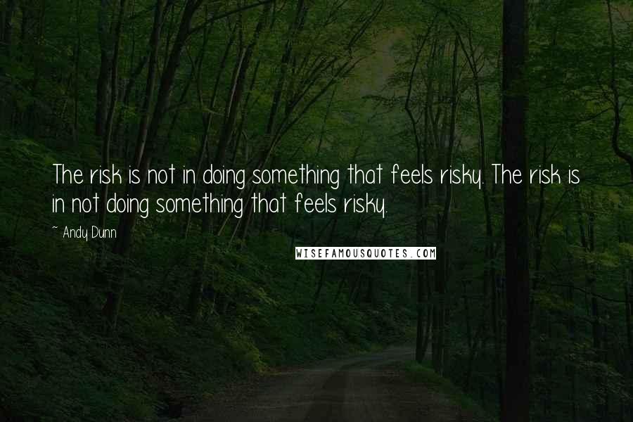 Andy Dunn Quotes: The risk is not in doing something that feels risky. The risk is in not doing something that feels risky.