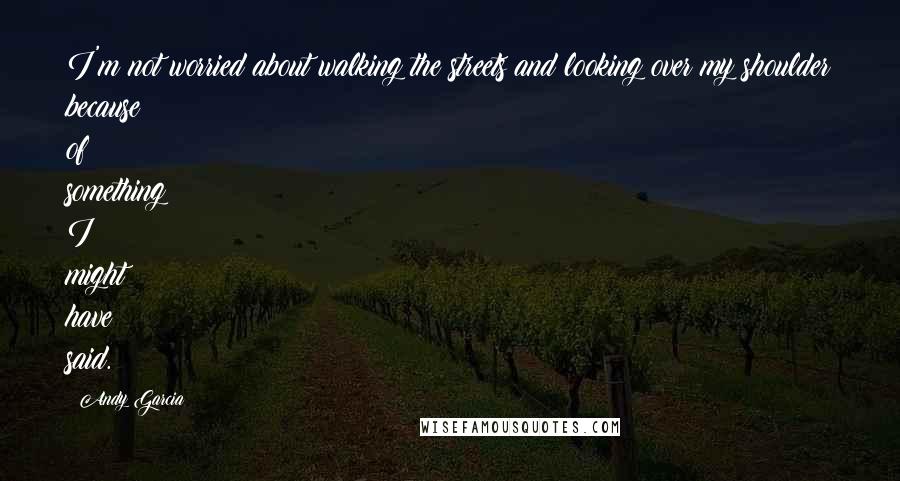 Andy Garcia Quotes: I'm not worried about walking the streets and looking over my shoulder because of something I might have said.