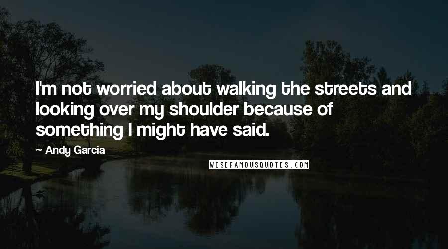 Andy Garcia Quotes: I'm not worried about walking the streets and looking over my shoulder because of something I might have said.