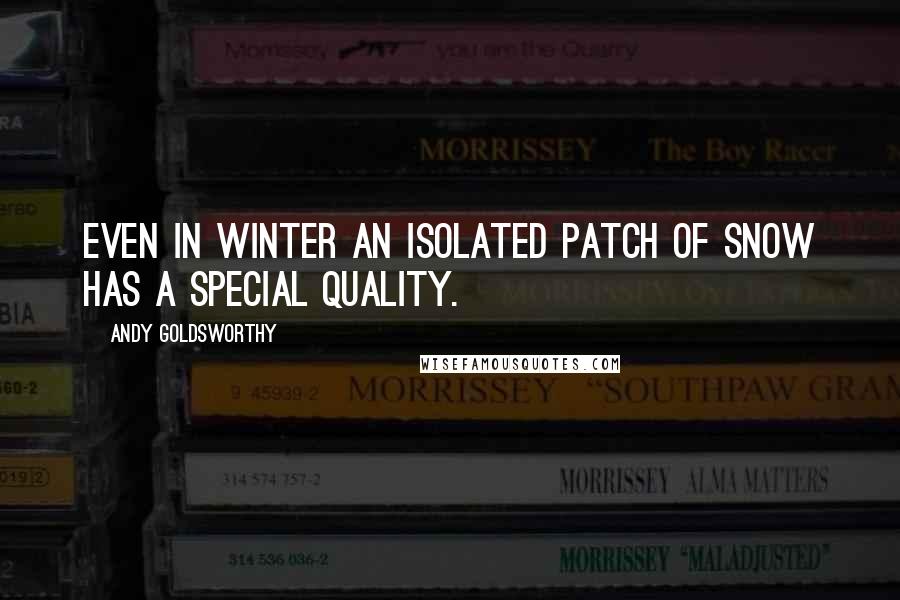 Andy Goldsworthy Quotes: Even in winter an isolated patch of snow has a special quality.