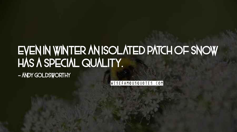 Andy Goldsworthy Quotes: Even in winter an isolated patch of snow has a special quality.