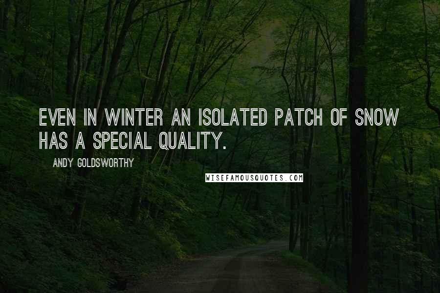 Andy Goldsworthy Quotes: Even in winter an isolated patch of snow has a special quality.