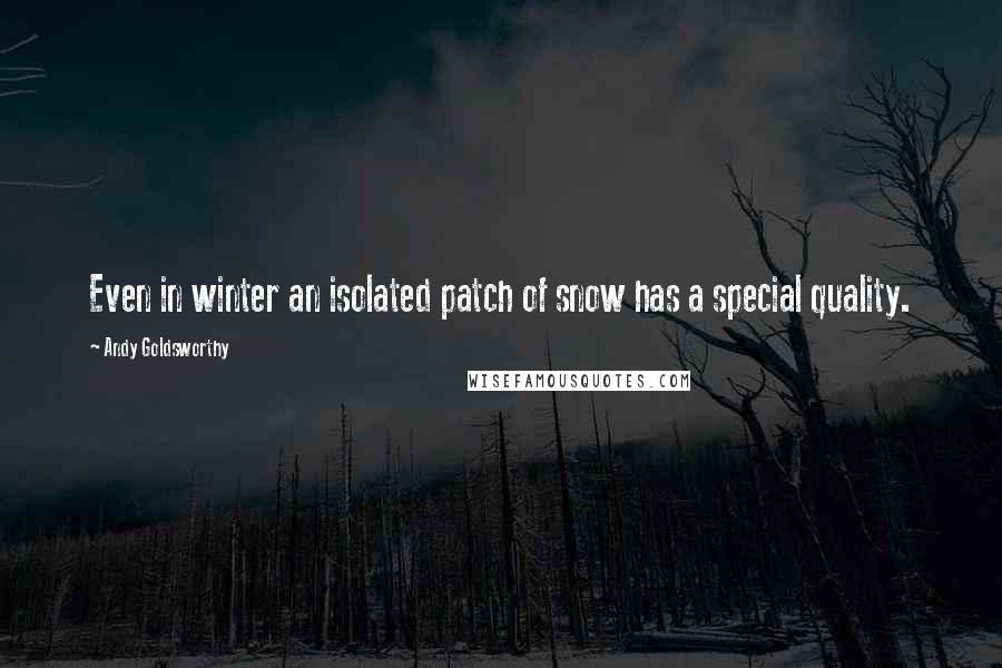 Andy Goldsworthy Quotes: Even in winter an isolated patch of snow has a special quality.