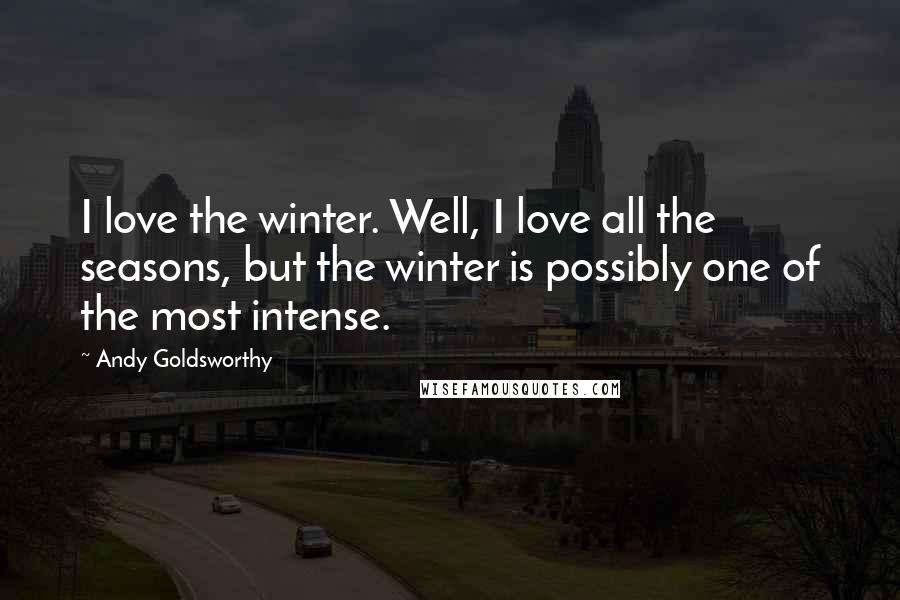 Andy Goldsworthy Quotes: I love the winter. Well, I love all the seasons, but the winter is possibly one of the most intense.