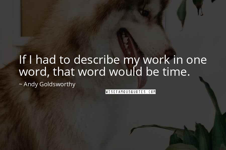 Andy Goldsworthy Quotes: If I had to describe my work in one word, that word would be time.