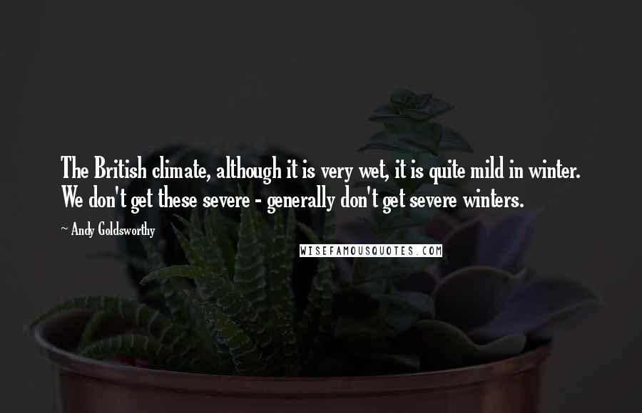 Andy Goldsworthy Quotes: The British climate, although it is very wet, it is quite mild in winter. We don't get these severe - generally don't get severe winters.