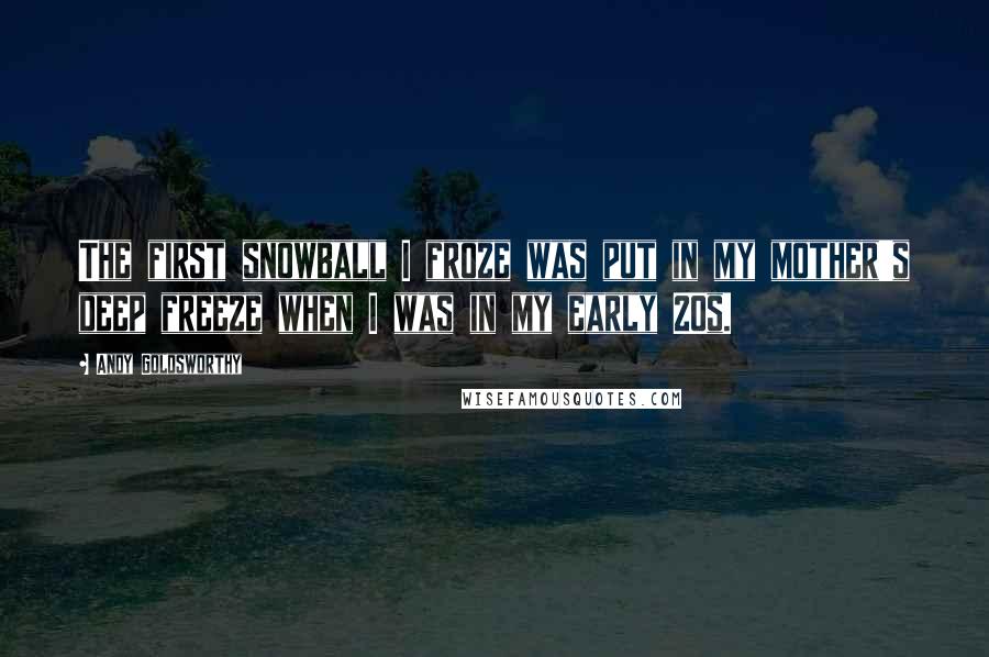 Andy Goldsworthy Quotes: The first snowball I froze was put in my mother's deep freeze when I was in my early 20s.
