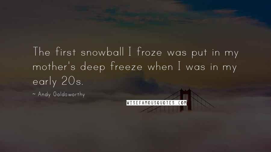 Andy Goldsworthy Quotes: The first snowball I froze was put in my mother's deep freeze when I was in my early 20s.