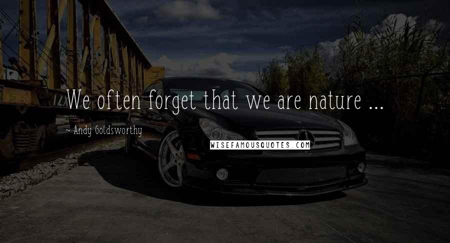Andy Goldsworthy Quotes: We often forget that we are nature ...