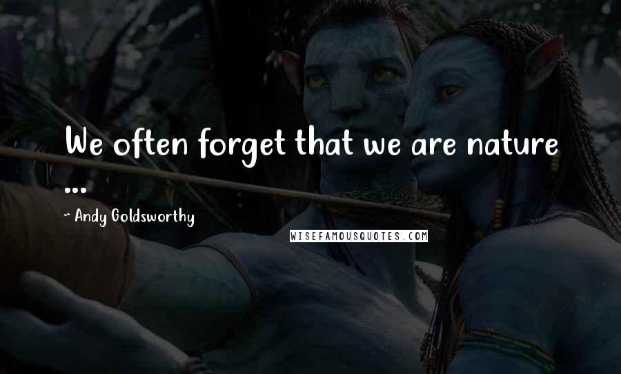 Andy Goldsworthy Quotes: We often forget that we are nature ...