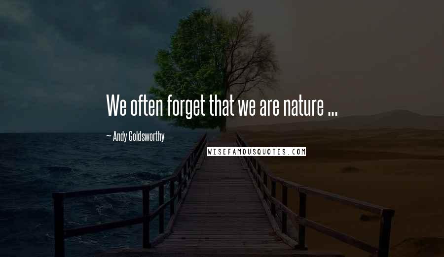 Andy Goldsworthy Quotes: We often forget that we are nature ...