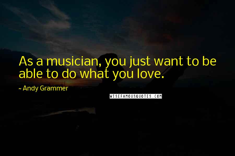 Andy Grammer Quotes: As a musician, you just want to be able to do what you love.