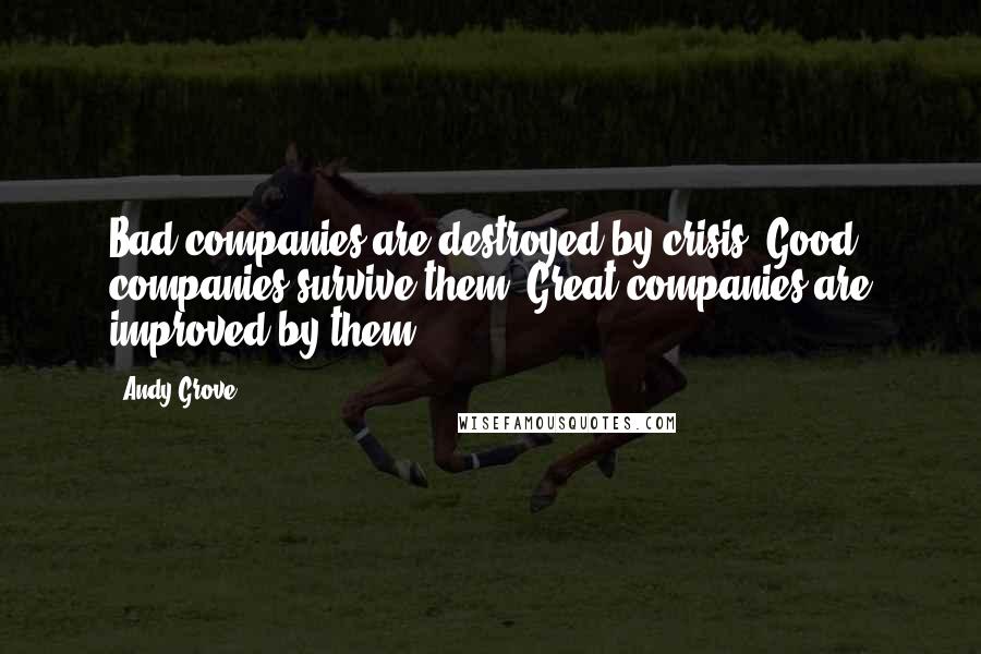 Andy Grove Quotes: Bad companies are destroyed by crisis, Good companies survive them, Great companies are improved by them.