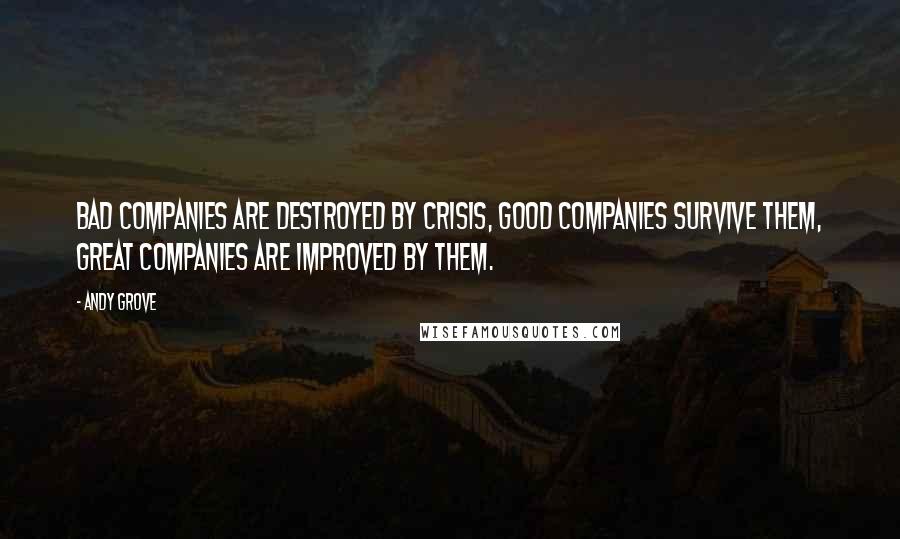 Andy Grove Quotes: Bad companies are destroyed by crisis, Good companies survive them, Great companies are improved by them.