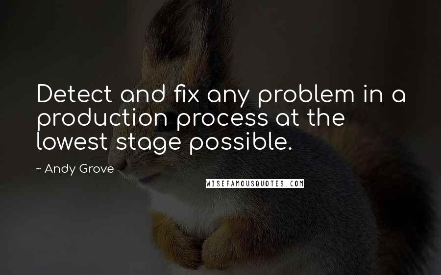 Andy Grove Quotes: Detect and fix any problem in a production process at the lowest stage possible.