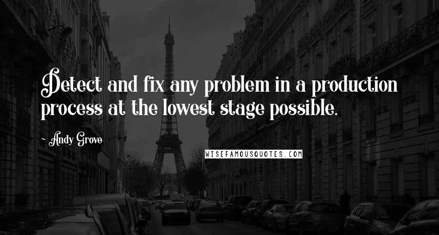 Andy Grove Quotes: Detect and fix any problem in a production process at the lowest stage possible.