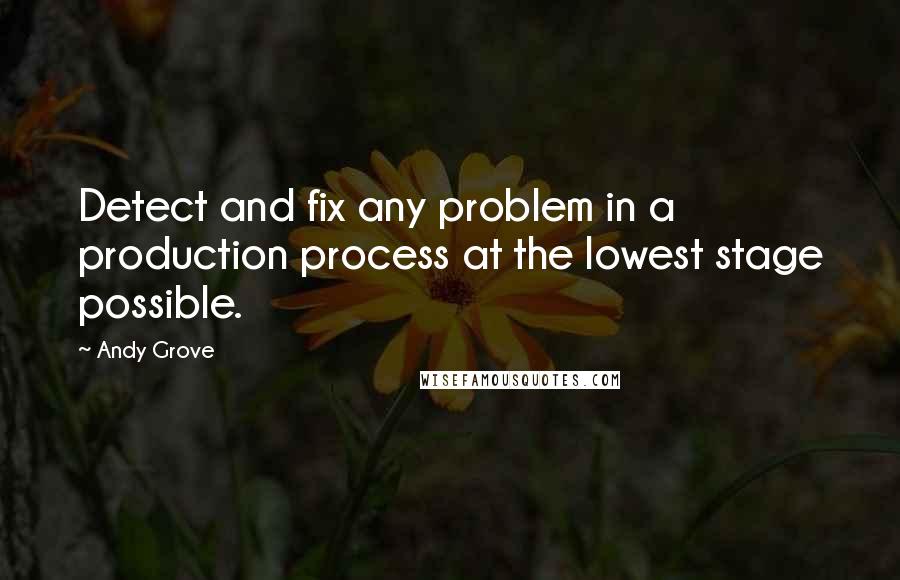 Andy Grove Quotes: Detect and fix any problem in a production process at the lowest stage possible.