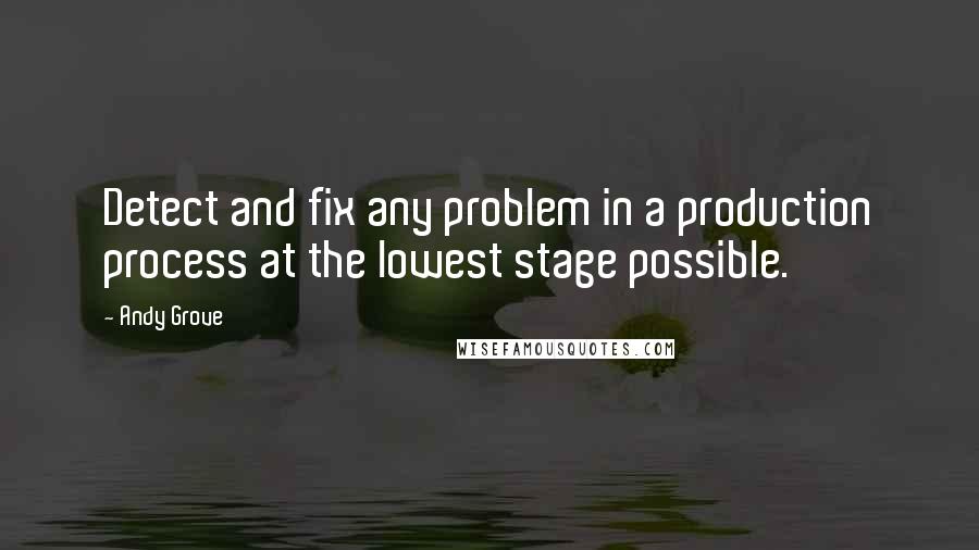 Andy Grove Quotes: Detect and fix any problem in a production process at the lowest stage possible.