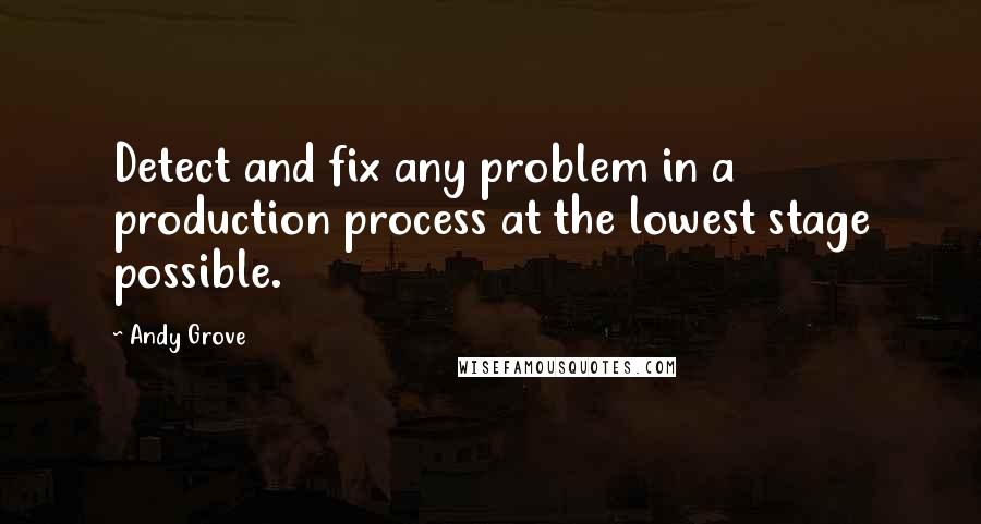 Andy Grove Quotes: Detect and fix any problem in a production process at the lowest stage possible.