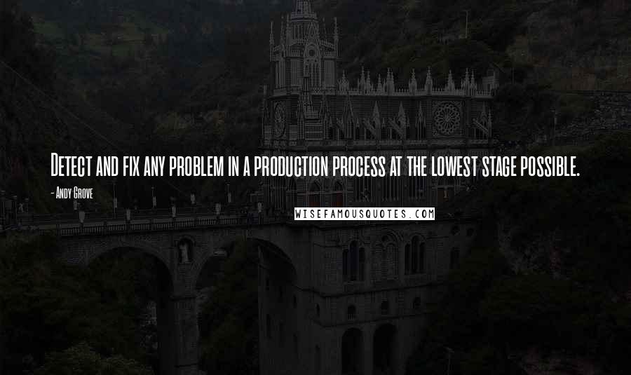 Andy Grove Quotes: Detect and fix any problem in a production process at the lowest stage possible.