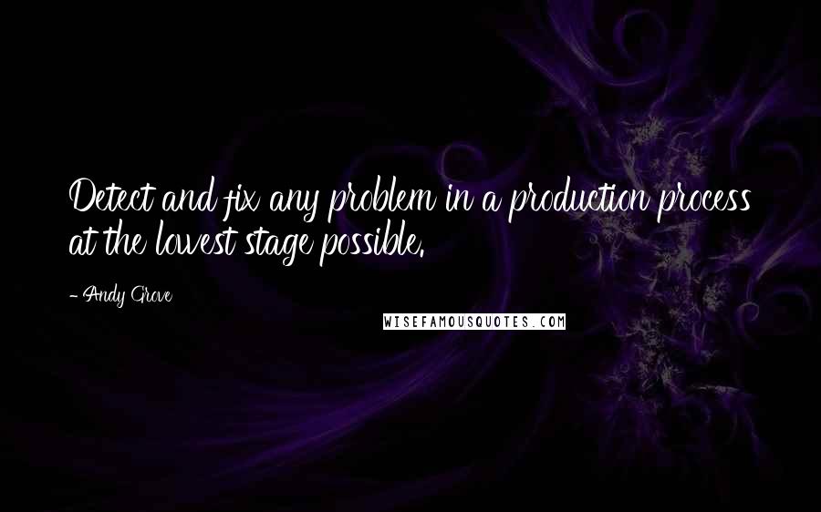 Andy Grove Quotes: Detect and fix any problem in a production process at the lowest stage possible.