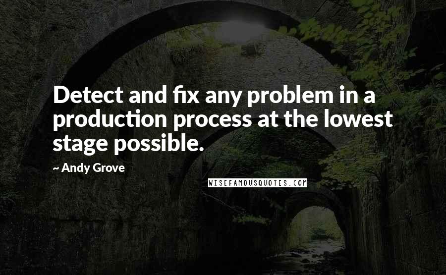 Andy Grove Quotes: Detect and fix any problem in a production process at the lowest stage possible.
