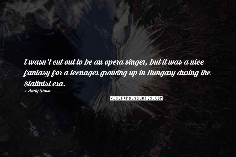 Andy Grove Quotes: I wasn't cut out to be an opera singer, but it was a nice fantasy for a teenager growing up in Hungary during the Stalinist era.