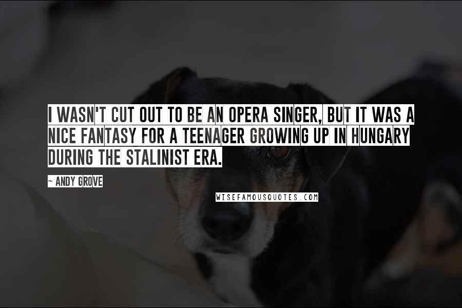 Andy Grove Quotes: I wasn't cut out to be an opera singer, but it was a nice fantasy for a teenager growing up in Hungary during the Stalinist era.