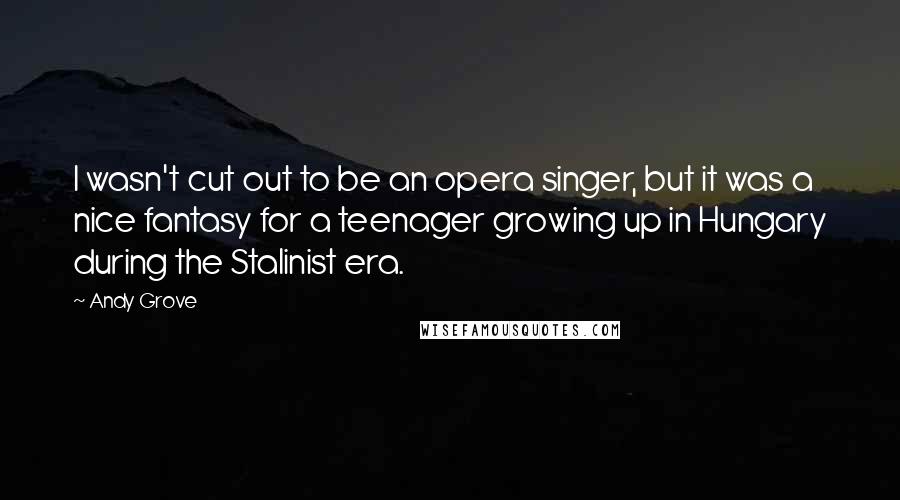 Andy Grove Quotes: I wasn't cut out to be an opera singer, but it was a nice fantasy for a teenager growing up in Hungary during the Stalinist era.