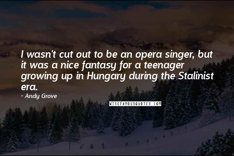 Andy Grove Quotes: I wasn't cut out to be an opera singer, but it was a nice fantasy for a teenager growing up in Hungary during the Stalinist era.