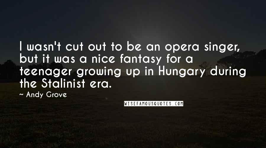 Andy Grove Quotes: I wasn't cut out to be an opera singer, but it was a nice fantasy for a teenager growing up in Hungary during the Stalinist era.