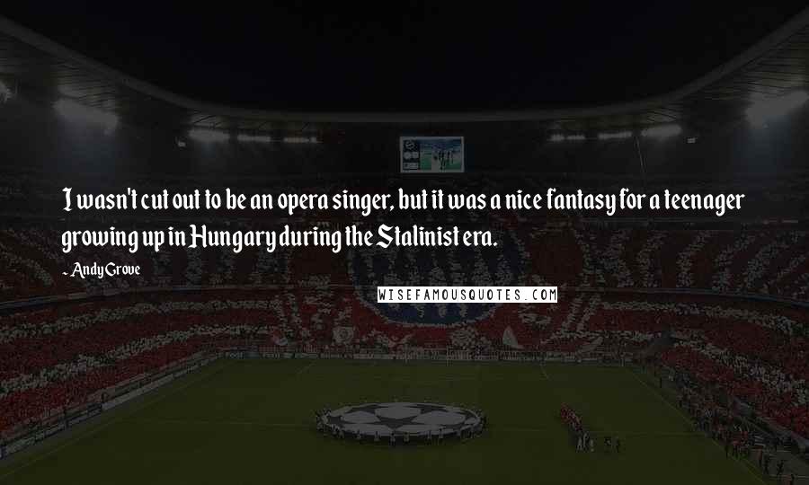 Andy Grove Quotes: I wasn't cut out to be an opera singer, but it was a nice fantasy for a teenager growing up in Hungary during the Stalinist era.