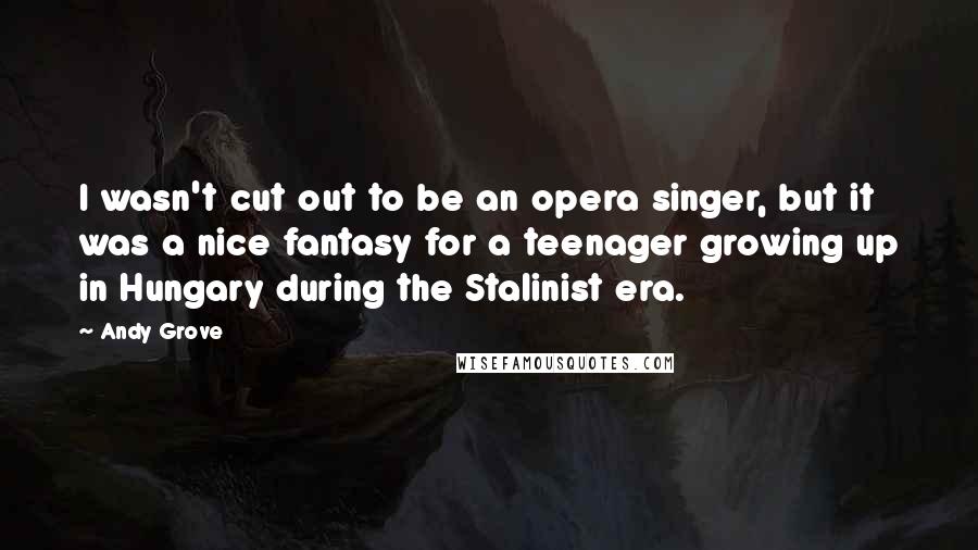 Andy Grove Quotes: I wasn't cut out to be an opera singer, but it was a nice fantasy for a teenager growing up in Hungary during the Stalinist era.