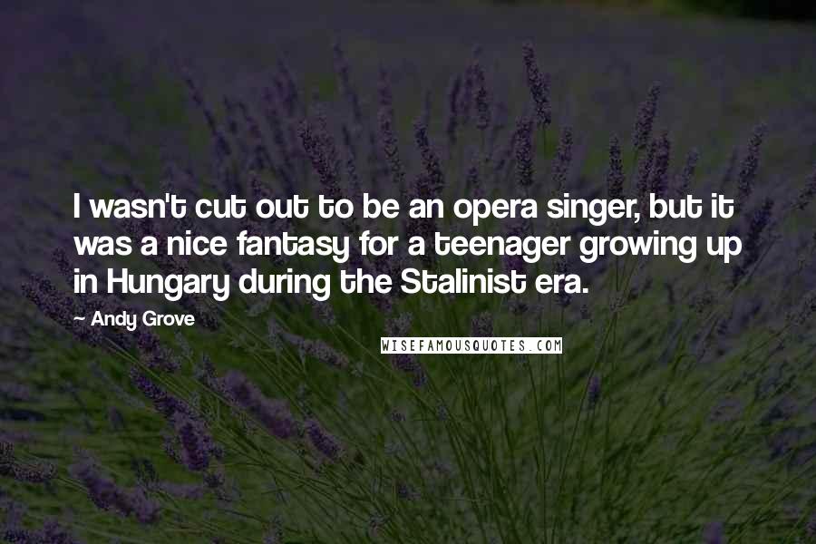 Andy Grove Quotes: I wasn't cut out to be an opera singer, but it was a nice fantasy for a teenager growing up in Hungary during the Stalinist era.