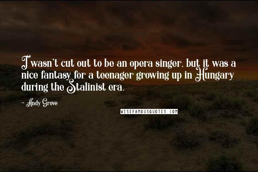 Andy Grove Quotes: I wasn't cut out to be an opera singer, but it was a nice fantasy for a teenager growing up in Hungary during the Stalinist era.