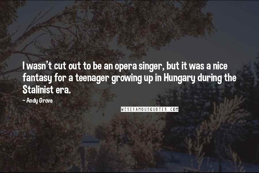 Andy Grove Quotes: I wasn't cut out to be an opera singer, but it was a nice fantasy for a teenager growing up in Hungary during the Stalinist era.