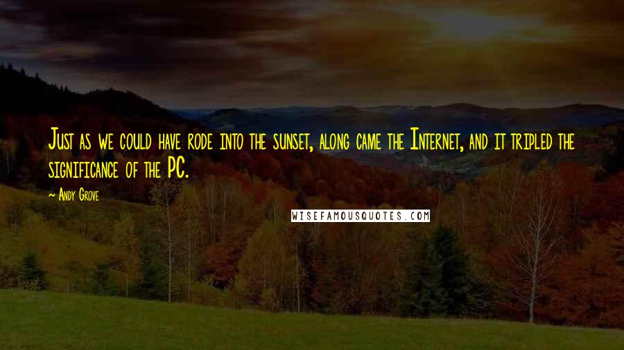 Andy Grove Quotes: Just as we could have rode into the sunset, along came the Internet, and it tripled the significance of the PC.