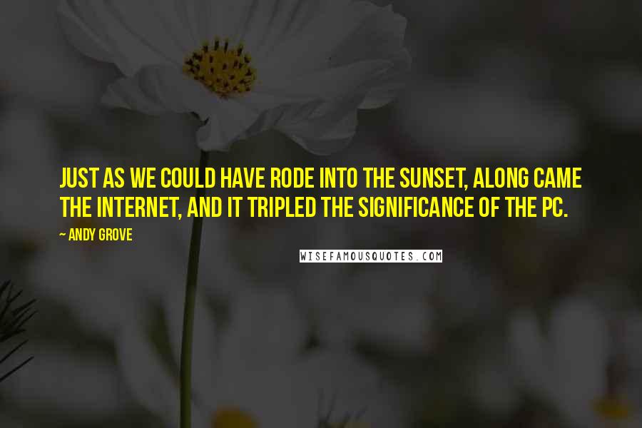 Andy Grove Quotes: Just as we could have rode into the sunset, along came the Internet, and it tripled the significance of the PC.