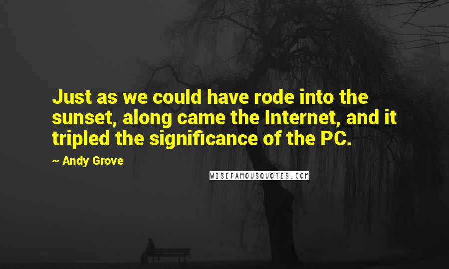 Andy Grove Quotes: Just as we could have rode into the sunset, along came the Internet, and it tripled the significance of the PC.