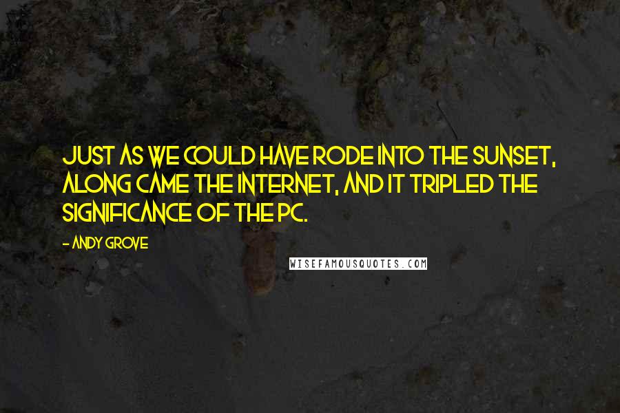 Andy Grove Quotes: Just as we could have rode into the sunset, along came the Internet, and it tripled the significance of the PC.