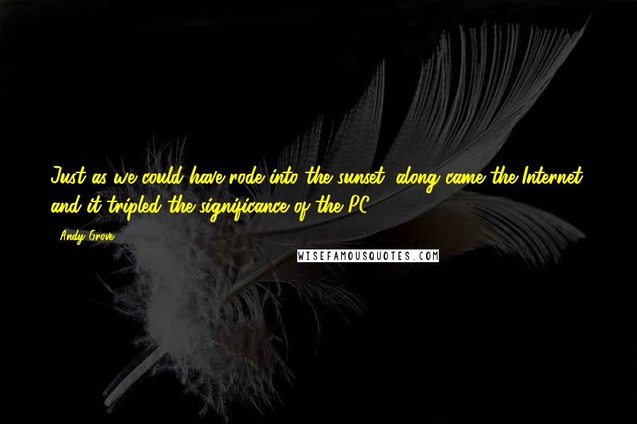 Andy Grove Quotes: Just as we could have rode into the sunset, along came the Internet, and it tripled the significance of the PC.