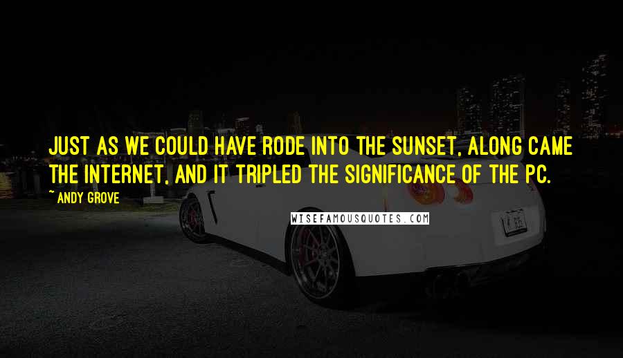 Andy Grove Quotes: Just as we could have rode into the sunset, along came the Internet, and it tripled the significance of the PC.