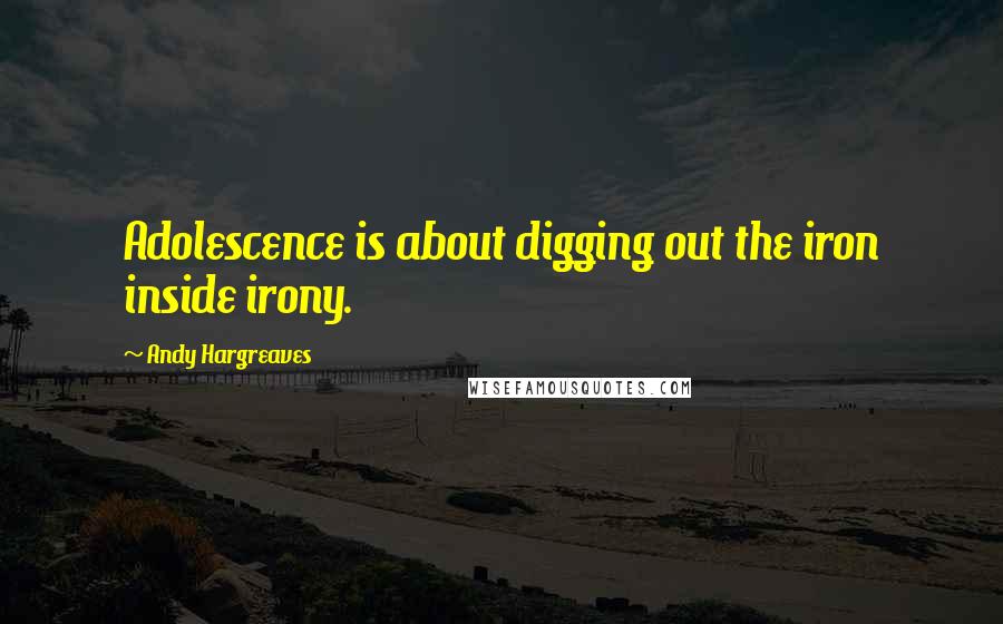 Andy Hargreaves Quotes: Adolescence is about digging out the iron inside irony.